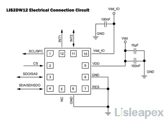 LIS2DW12 Electrical Connection Circuit