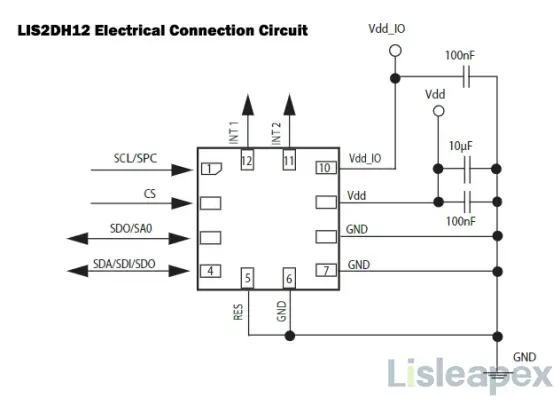 LIS2DH12 Electrical Connection Circuit